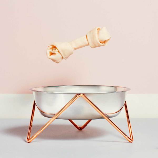 copper dog bowl stand