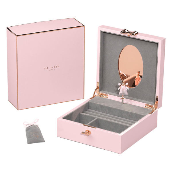 Ted Baker Lacquer Hero Pink Jewellery Box with Musical Ballerina
