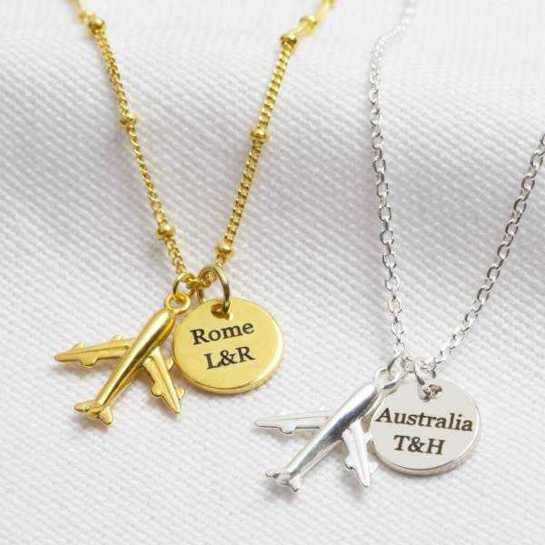 Personalised Sterling Silver Plane Pendant Necklace hardtofind