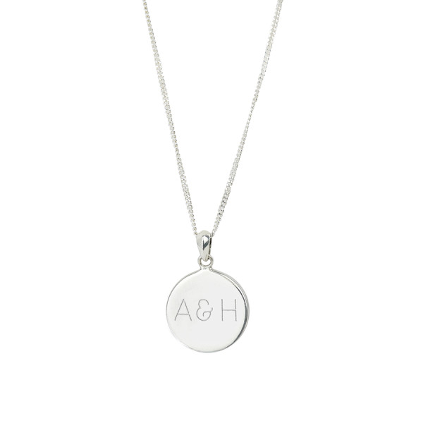 Monogram Personalised Sterling Silver Disc Necklace hardtofind