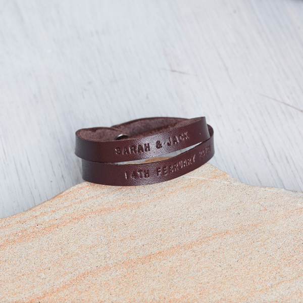 Personalized Double Wrap Leather Bracelet