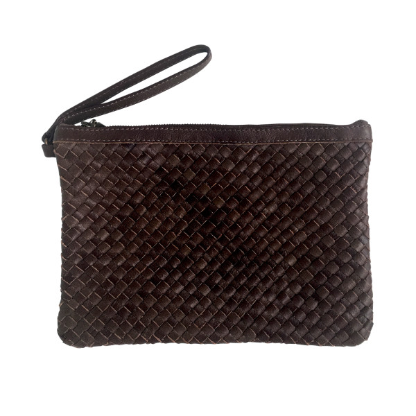 woven leather clutch bag