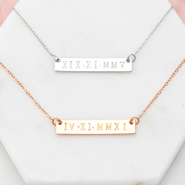 Hand stamped bar necklace store