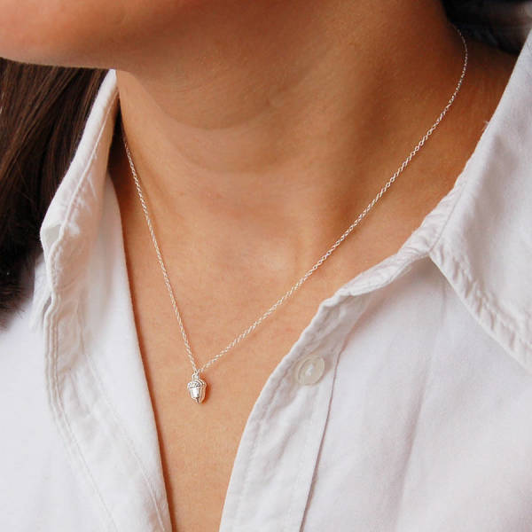 Sterling silver acorn necklace top