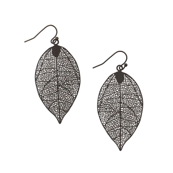 Black leaf earrings sales