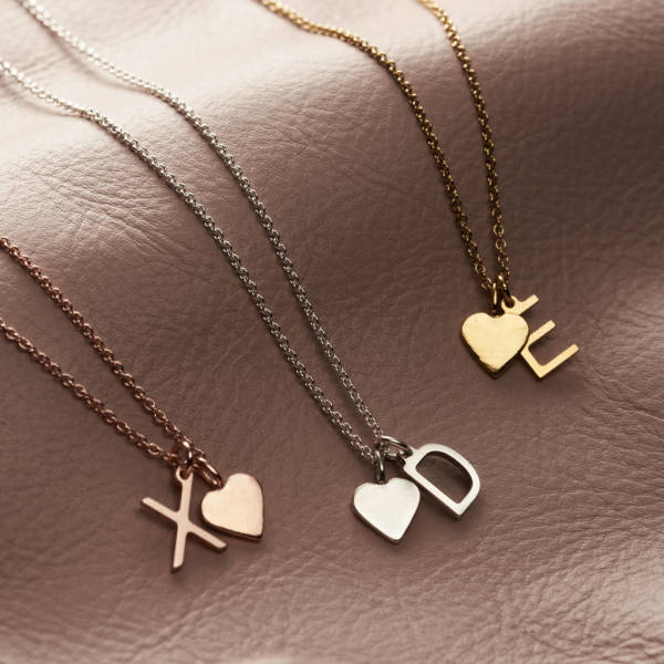Heart letter necklace deals
