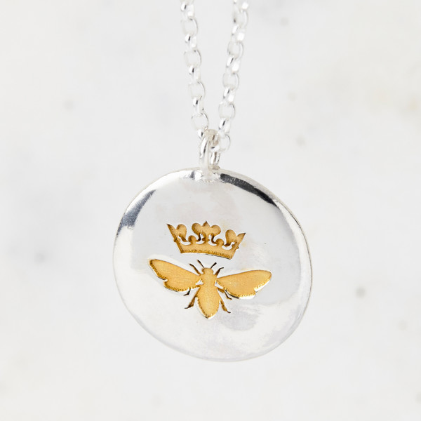 Sterling Silver And Gold Queen Bee Necklace