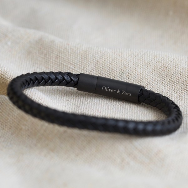 Personalised mens leather bracelet australia hot sale