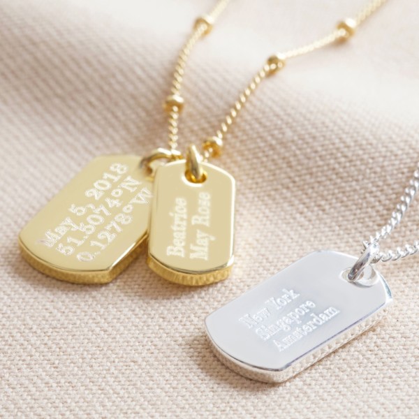 Personalised Double Dog Tag Charm Necklace hardtofind