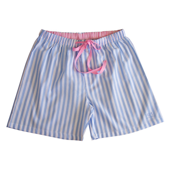 Men's pale blue striped pyjama shorts