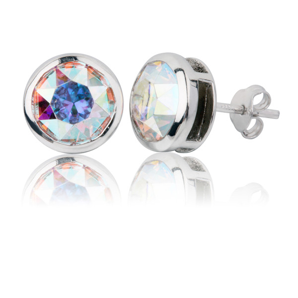 Aurora Borealis round Stud Earrings hardtofind
