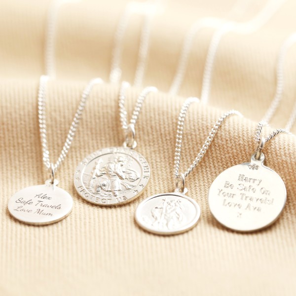 Personalised Sterling Silver St Christopher Pendant Necklace