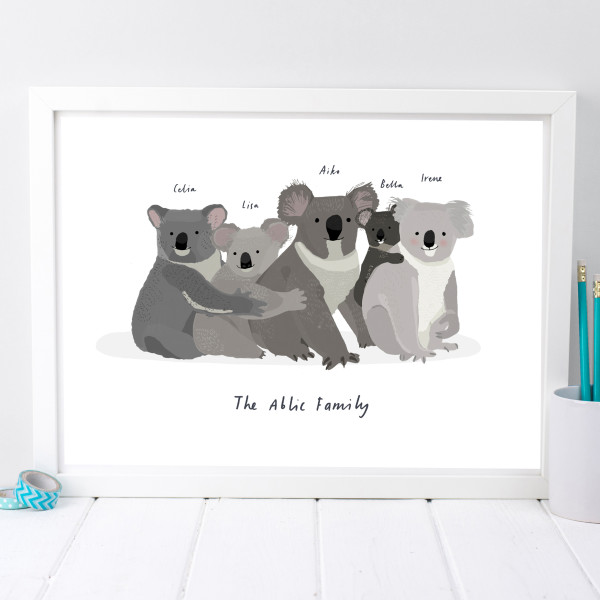 Personalised Koala Family Print hardtofind