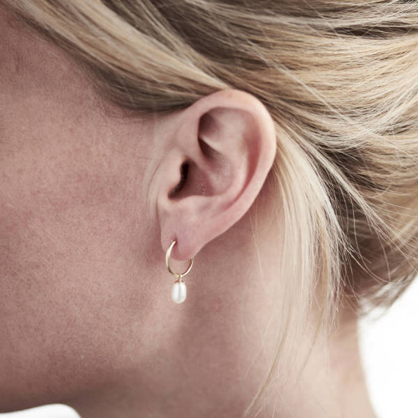 Hoop with hot sale pearl drop earrings