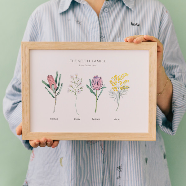 Personalised Native Flower Family Illustration