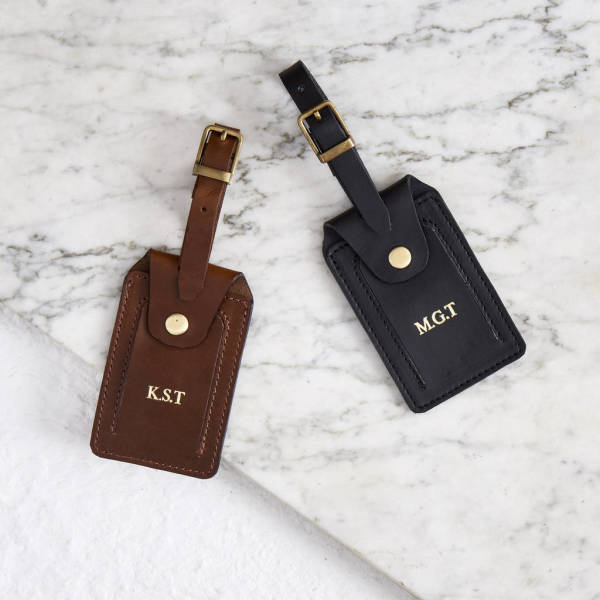 luxury leather luggage tags