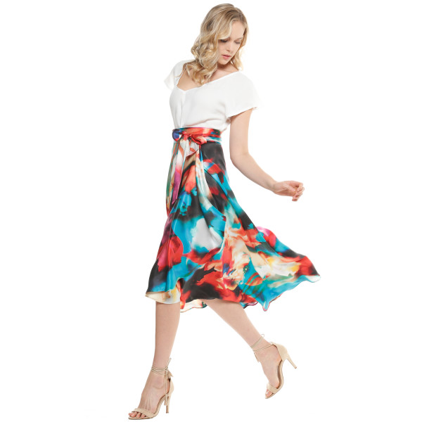 Multi Printed Wrap-around Skirt