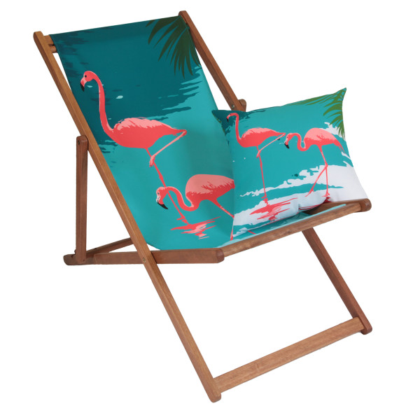 Flamingo Deck Chair Matching Reversible Cushion Set Hardtofind