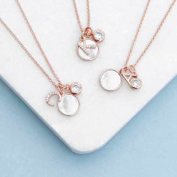 H necklace store rose gold