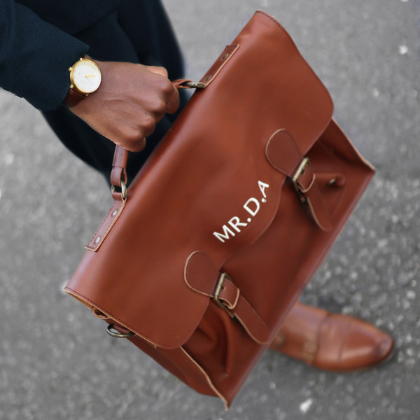 Personalised leather online satchel mens