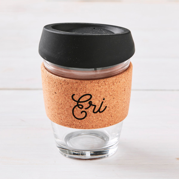 Mother's Day Engraved Cork Band Reusable Glass Coffee Keep Cup