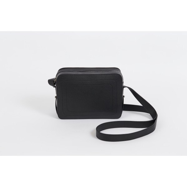 Dylan black leather crossbody bag with built in phone charger