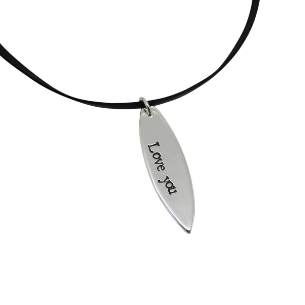 Personalised sterling silver surfboard pendant