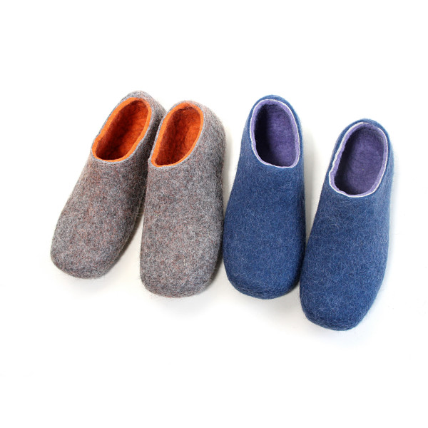 Custom Color Felt House Shoes Gray Orange hardtofind