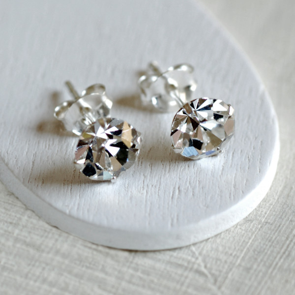 Silver diamante hot sale earrings