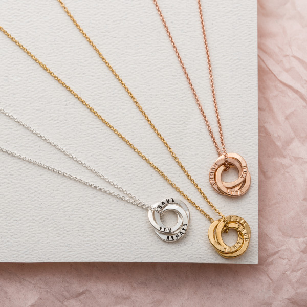 Personalised Micro Satin Hammered Russian Ring Necklace hardtofind