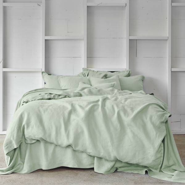 Pure Linen Quilt Cover Set In Dew Green Hardtofind