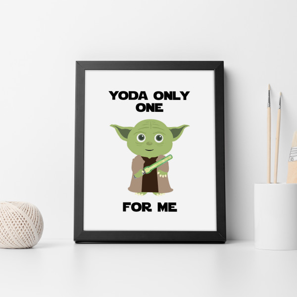 Star Wars - Yoda only one for me Print with optional Australian-made black timber frame