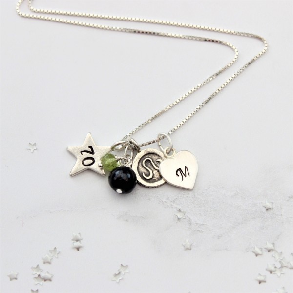 70th birthday necklace with birthstone top