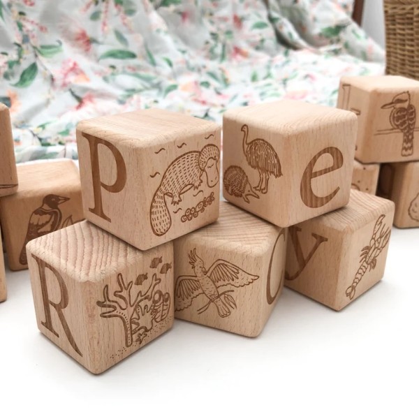 Personalised Wooden Baby Blocks - Australiana
