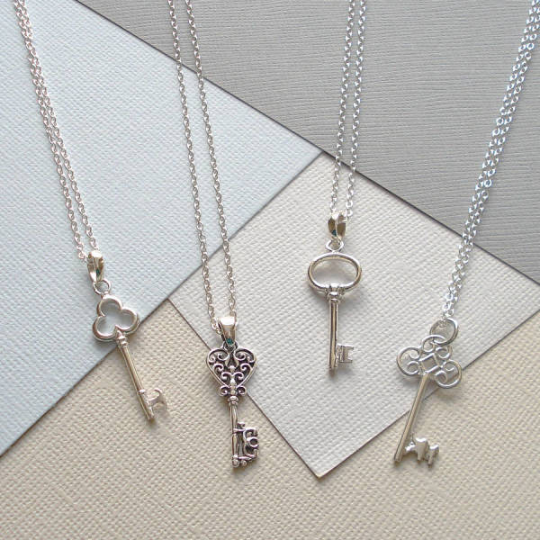 Sterling silver key sale necklace