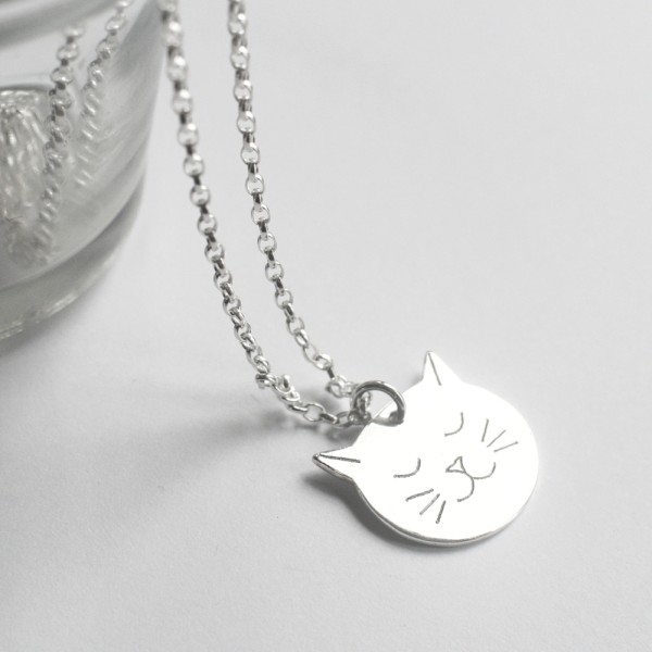 Cat face necklace clearance