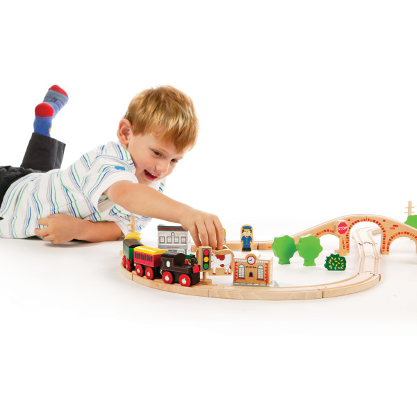 Tidlo 50 piece wooden train set