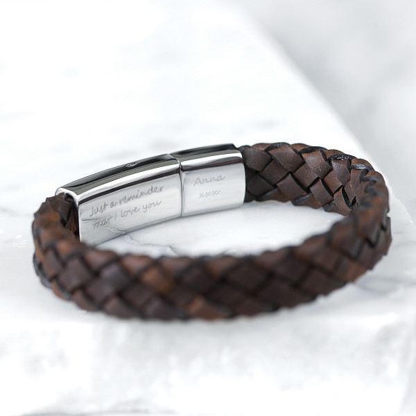 Men's secret message leather bracelet sale