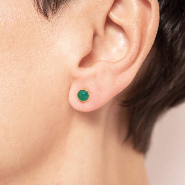 Green onyx stud earrings hotsell
