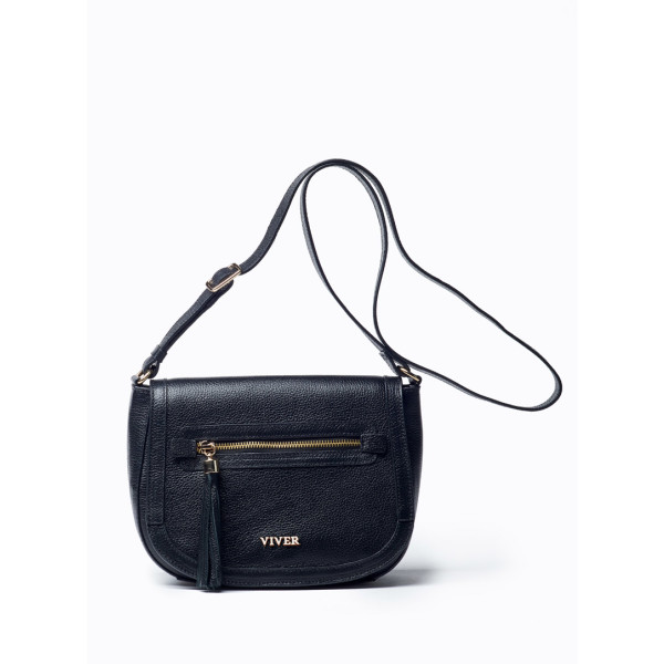 ladies black leather crossbody bag