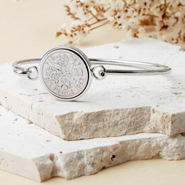 Sixpence Year Coin Bangle Bracelet 1928 To 1967 hardtofind