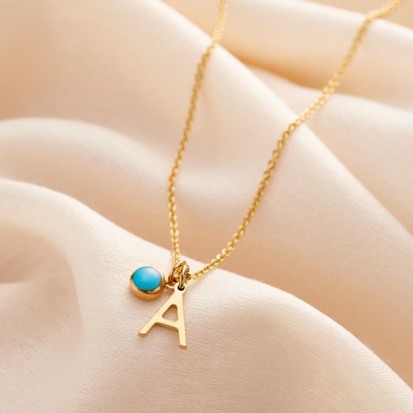 Necklace with letter and birthstone deals