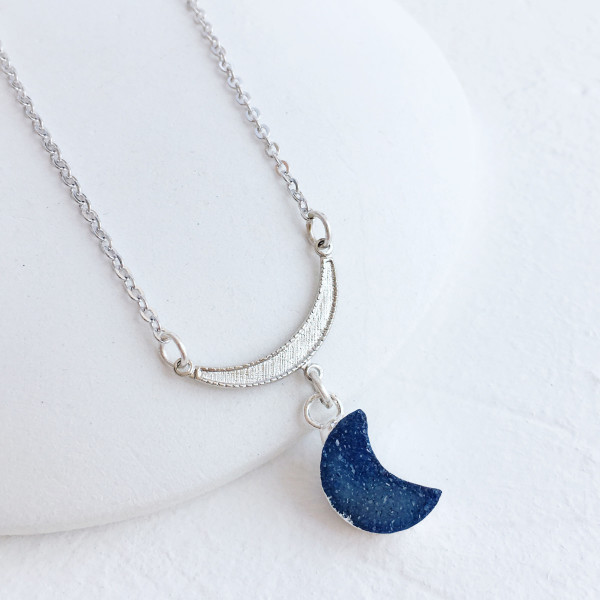 Blue crescent moon outlet necklace
