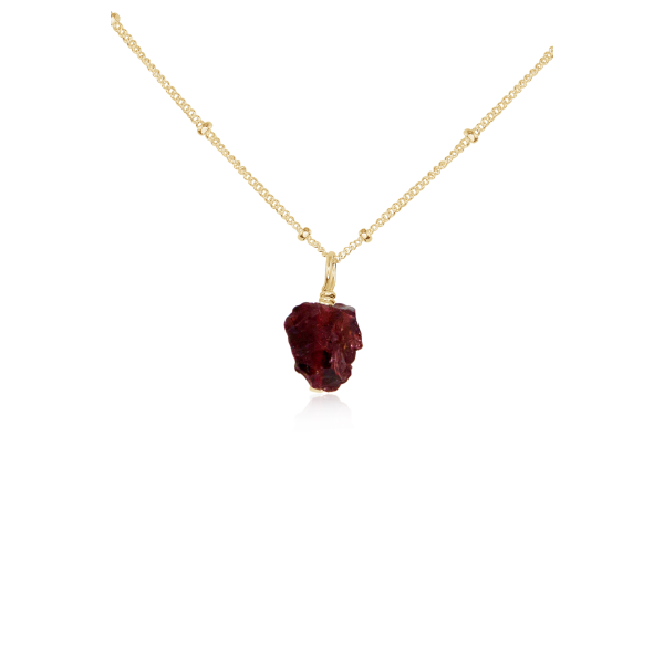 Raw Garnet Natural Crystal Pendant Necklace