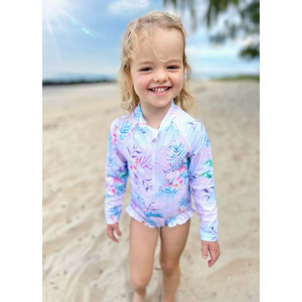 Teen / Tween Girl Frill Sleeve Swimsuit - Tropic of Unicorn™