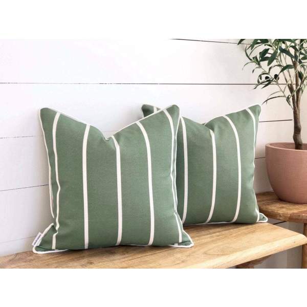 Green and white outdoor cushions on sale