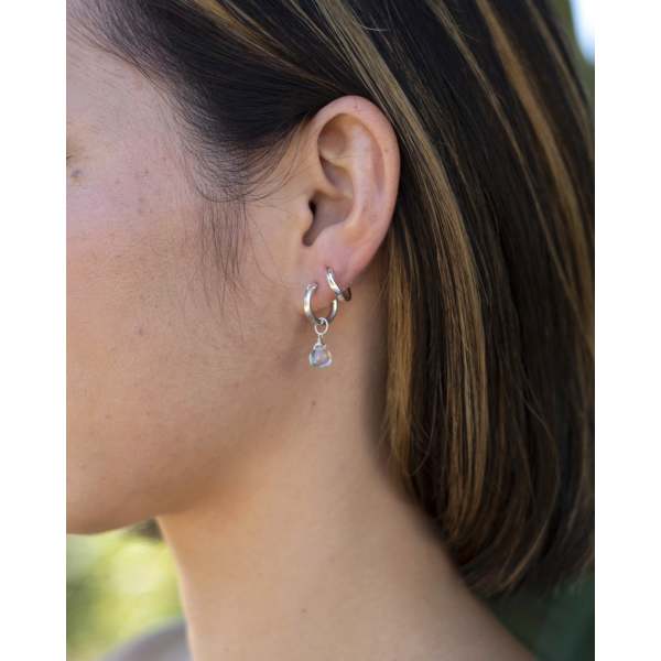 Aquamarine huggie hoop earrings