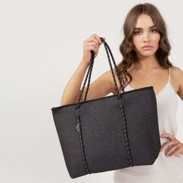 Black neoprene tote bag clearance
