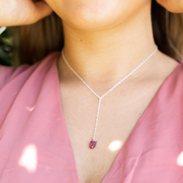 Pink tourmaline crystal necklace best sale