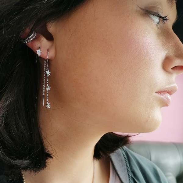 Star threader earrings deals